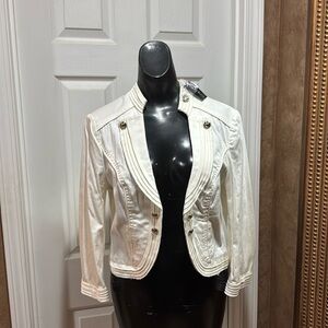 WHBM White Size 10 Cropped Open Jacket